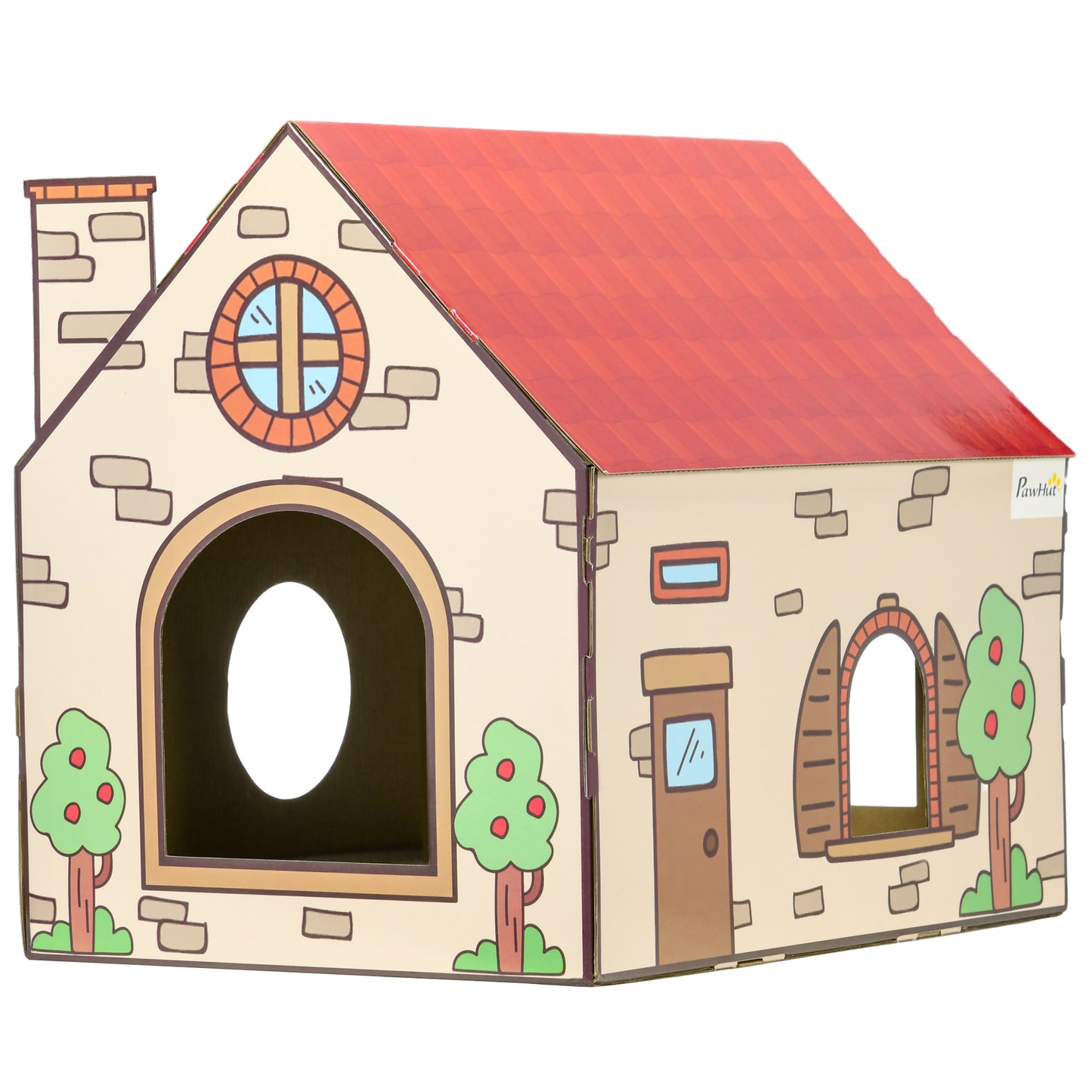 PawHut TwoInOne Cat House Cat Scratching Board with Scratcher Catnip Cat Cardboard Scratcher for Indoor Cats