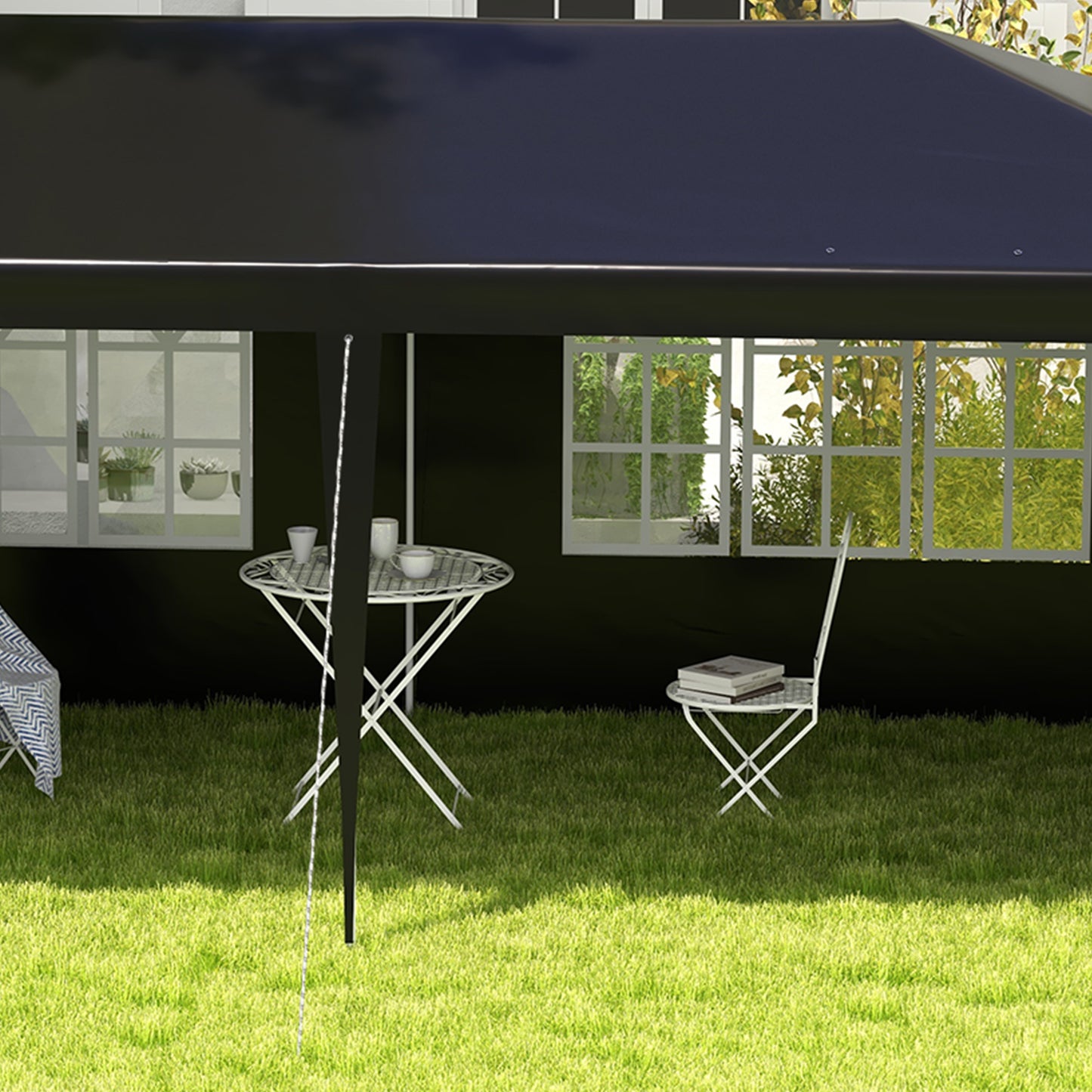 Outsunny 6 x 3m Half-Open Garden Gazebo, with Windows - Black