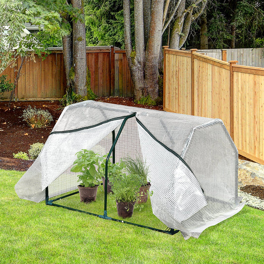 Outsunny 99x71x60cm Mini PVC Cover Steel Frame Greenhouse White