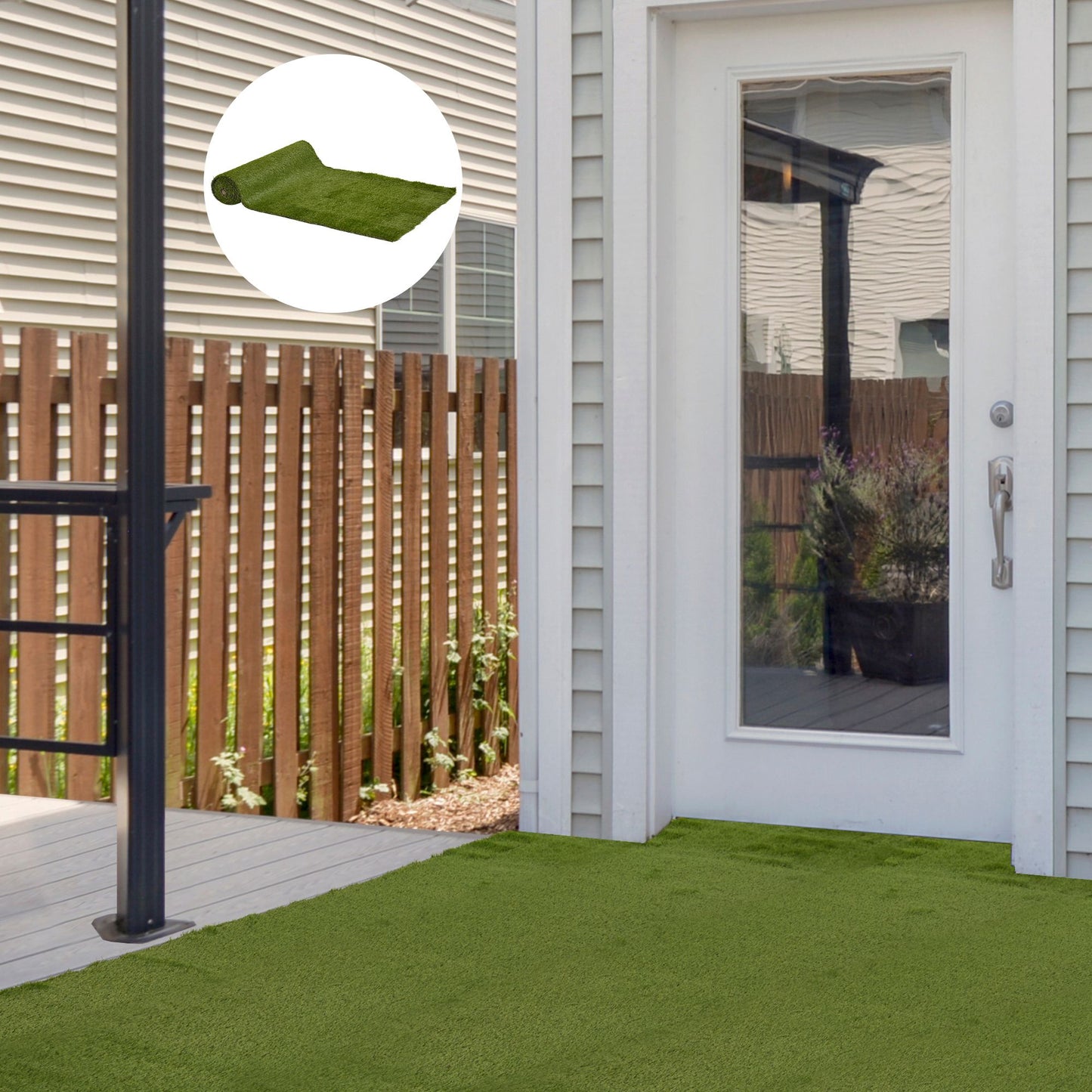 Outsunny 4 x 1m Artificial Grass Turf with 30mm Pile Height Non-toxic Drainage Holes