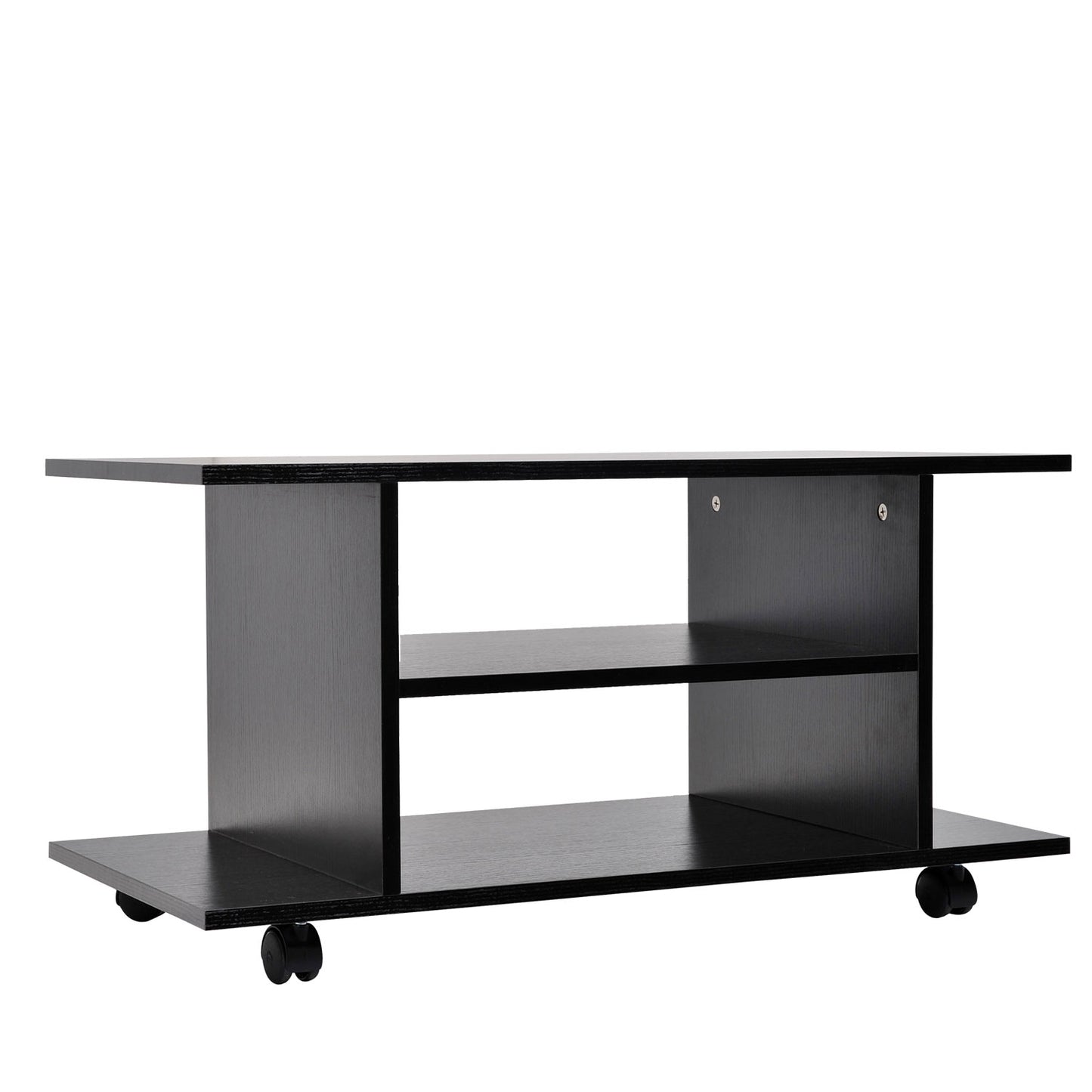 HOMCOM Modern TV Cabinet Stand Storage Shelves Table Bookcase Black