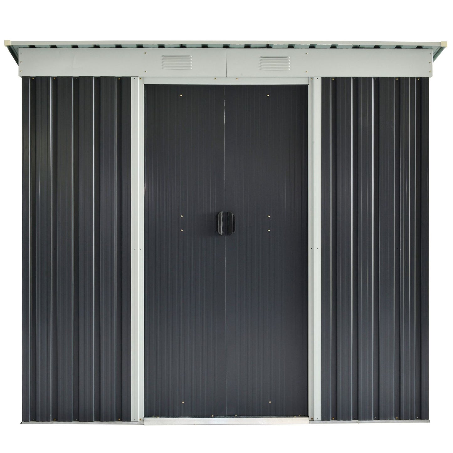 Outsunny 3.6 x 7.1ft Corrugated Steel Sliding Door Garden Shed - Grey
