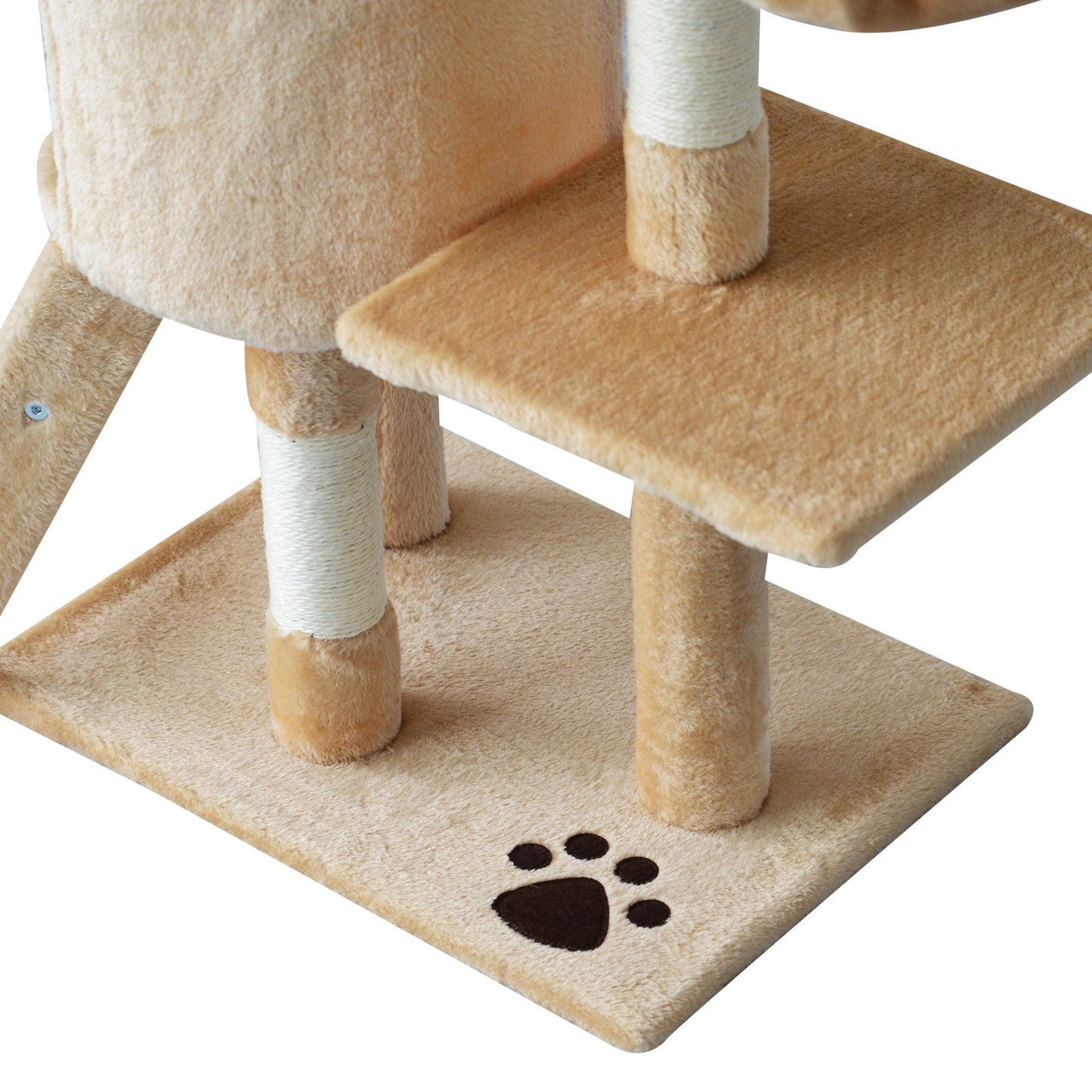 PawHut Cat Scratching Post 5-tier Tall Beige Condo Kitty Activity Centre Scratcher Climbing Tree with Toys Beige