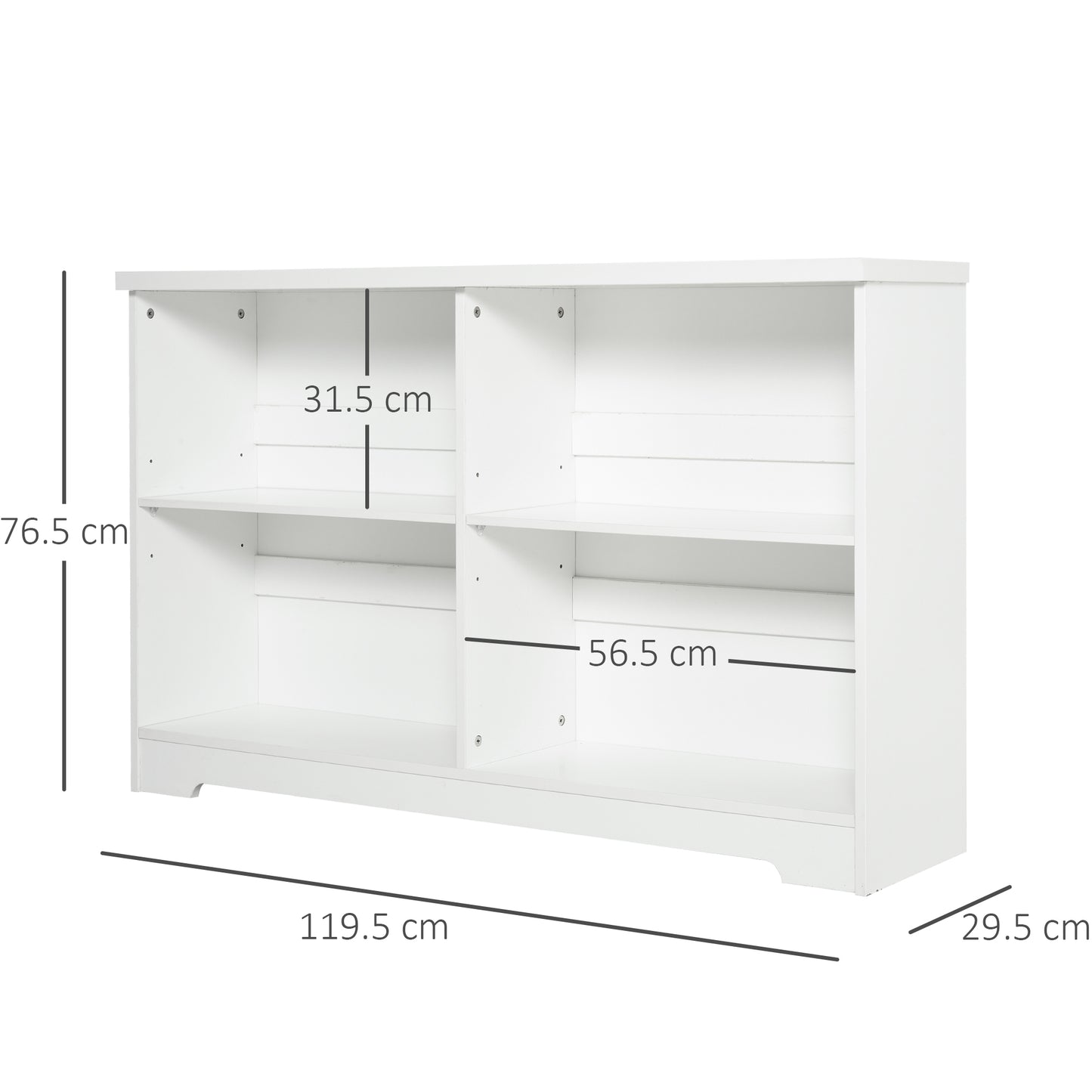 HOMCOM MDF 2-Tier Bookcase Unit White