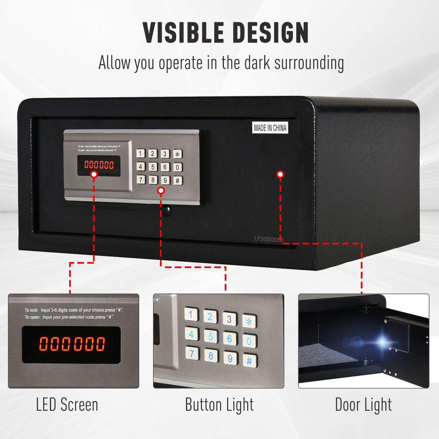 HOMCOM Steel LED Electronic Safe Black