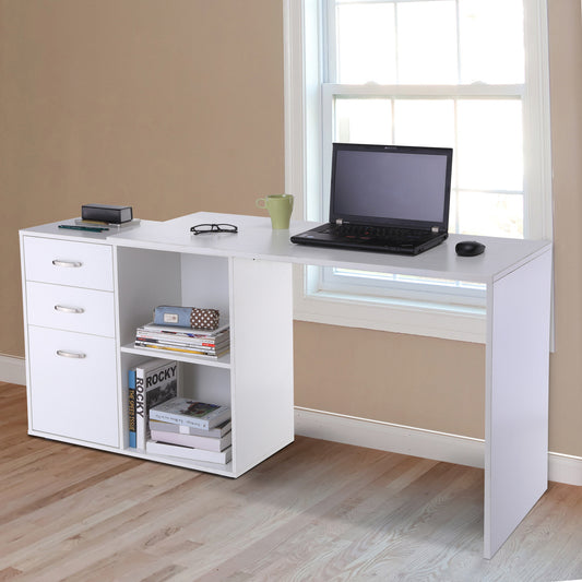 HOMCOM Computer Desk, L Shape-White