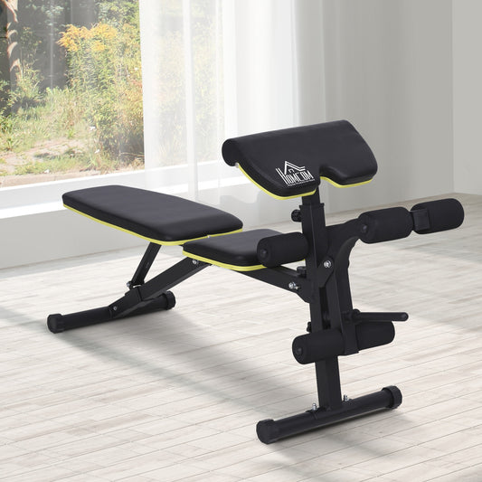 HOMCOM PVC Upholstered Steel Sit-Up/Dumbbell Duo Bench Black