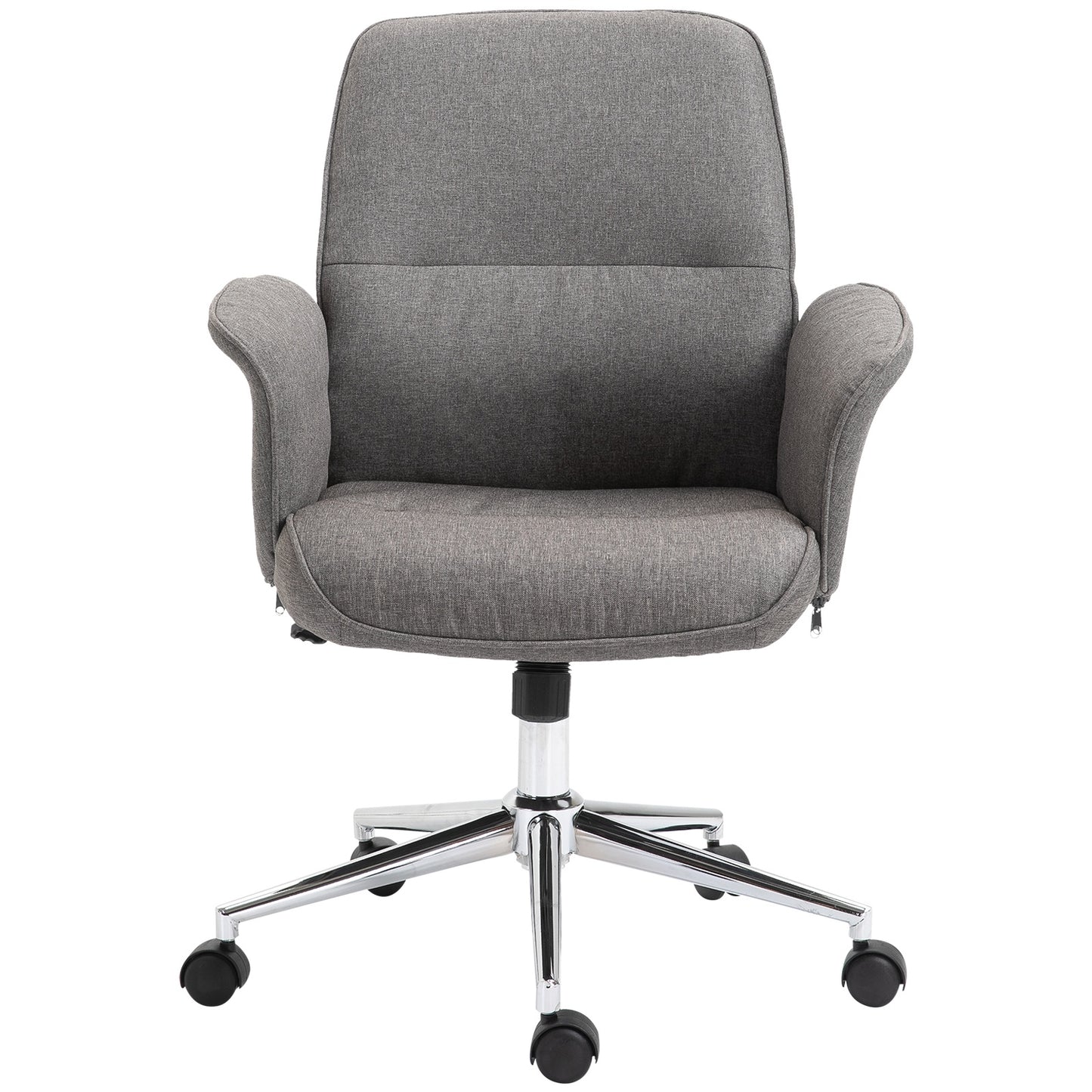 Vinsetto Rocking Office Desk Chair w/ Arm Rest on Wheels Adjustable Height Light Grey