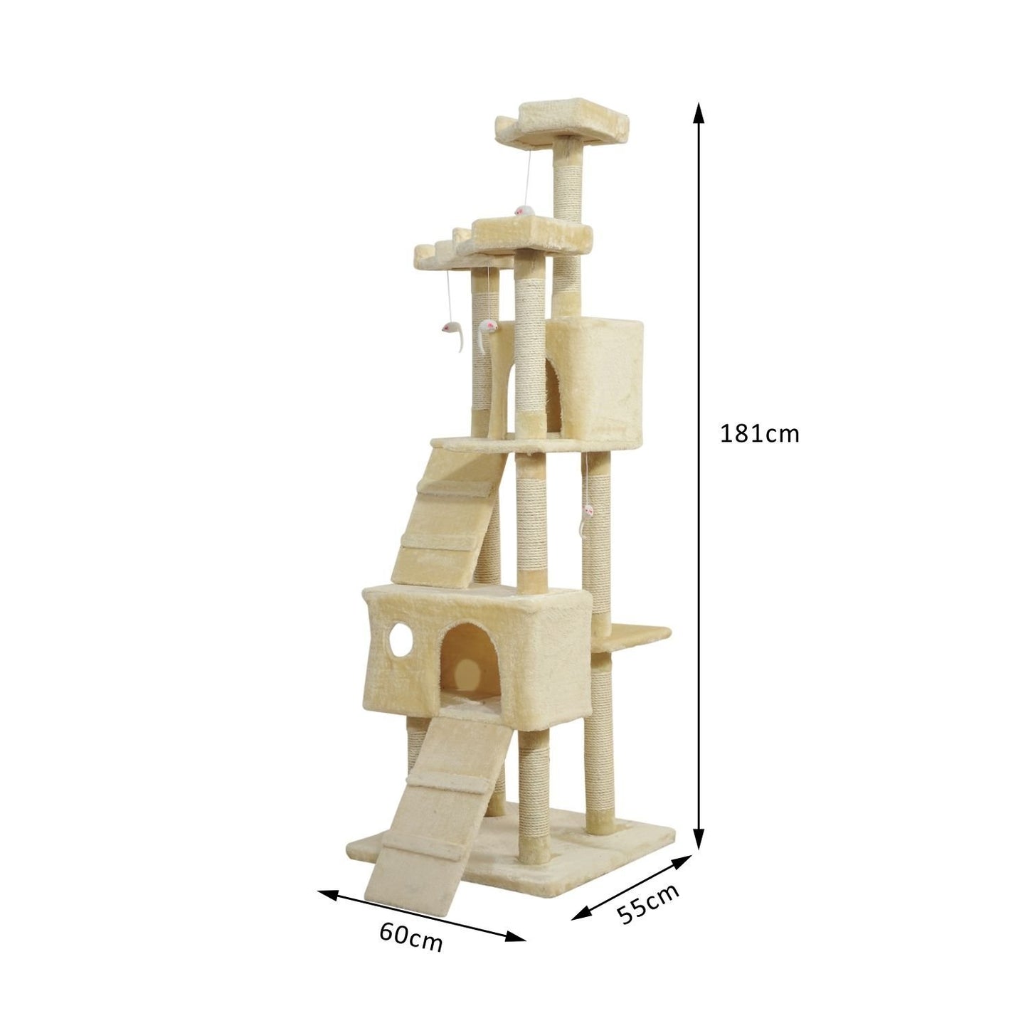 PawHut Cat Tree Scratching Post 27L x 27W x 28.5H cm-Beige