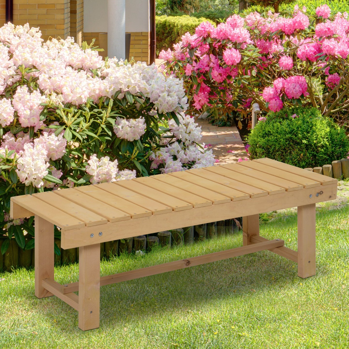 Outsunny 2-Seater Outdoor Garden Fir Wood Patio Bench