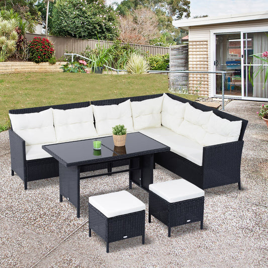 Outsunny 6 Psc Rattan Sofa Set-Black