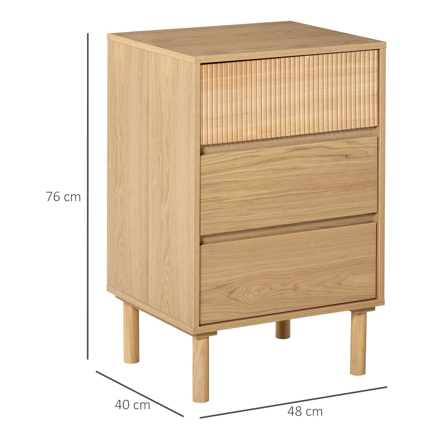 HOMCOM Bedside Drawer Chest Storage Cabinet Side Table Dresser for Living Room