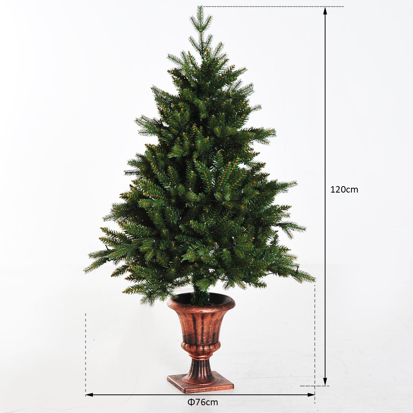 HOMCOM 4FT Pre-Lit Artificial Christmas Spruce Tree, Plastic Stand-Green