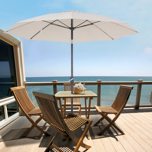 Outsunny Ø2.6M Umbrella Parasol-Cream White