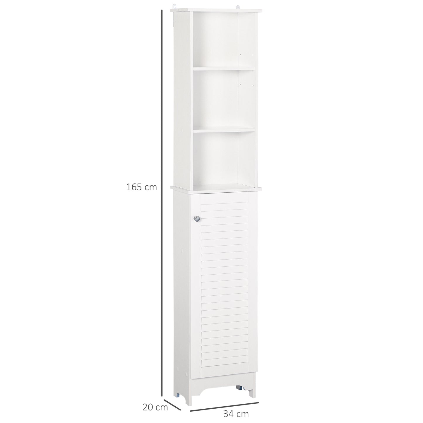 HOMCOM Freestanding 6-Tier Tall Bathroom Storage Cabinet White