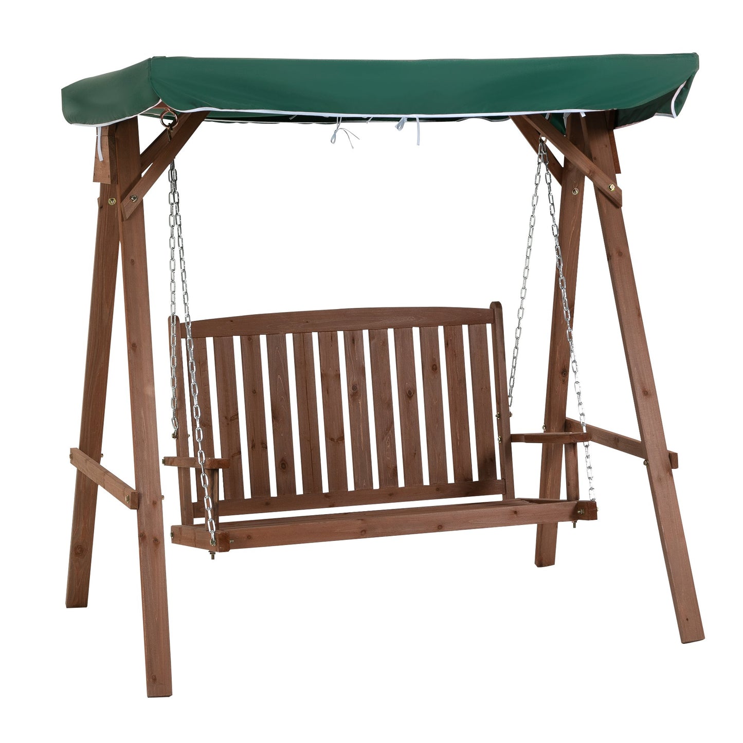 Outsunny Fir Wood 2-Seater Outdoor Garden Swing Chair w/ Canopy Green
