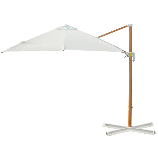 Outsunny 3m Square Aluminium Frame Cantilever Patio Parasol Cream White