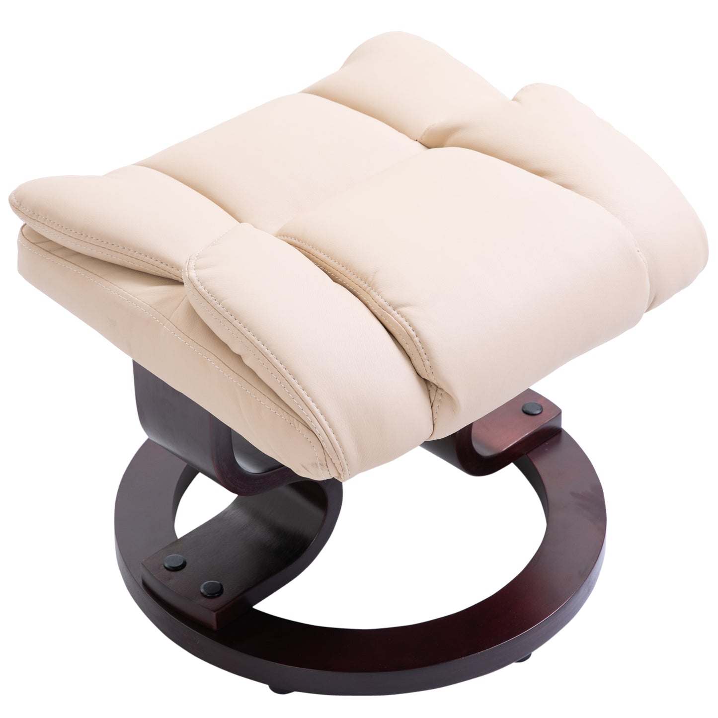 HOMCOM PU Leather Reclining Chair Manual Reclining Armchair with Footstool Beige