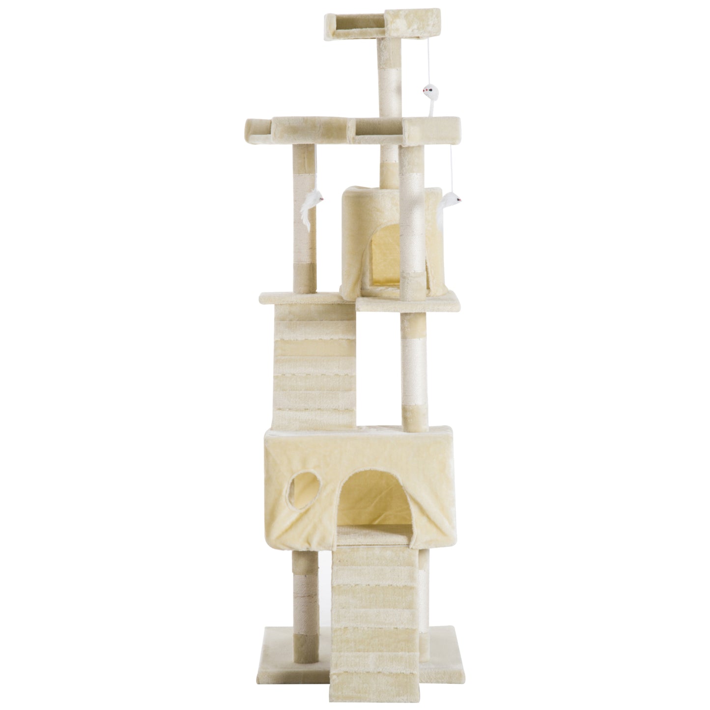 PawHut Cat Tree Scratching Post 27L x 27W x 28.5H cm-Beige