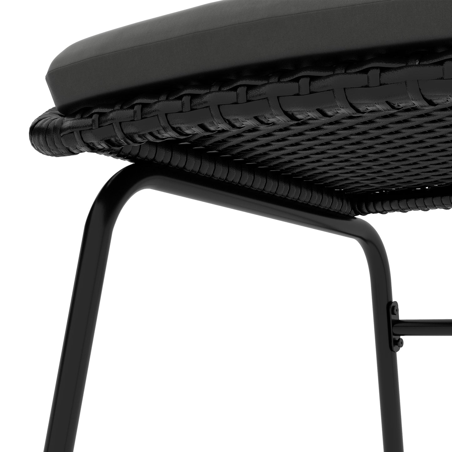 Outsunny 3 Piece Rattan Garden Bistro Set with Cushions, Round PE Rattan Furniture Set w/ 2 Armchairs & Metal Plate Coffee Table Conversation Furniture Sets, Black