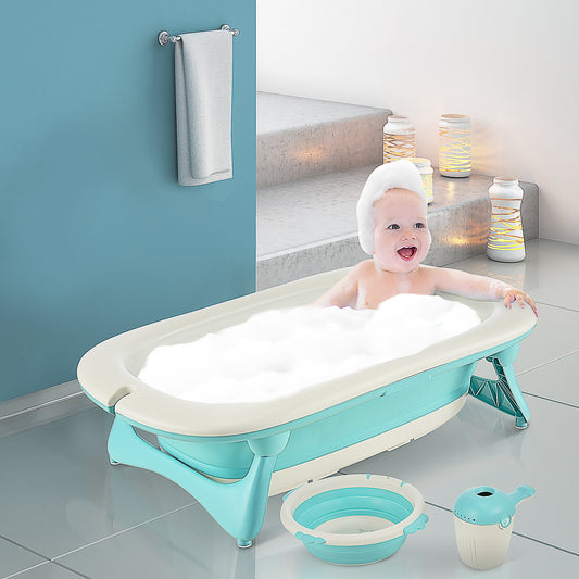 HOMCOM 3pcs Baby Bath Tub Non-Slip Support blue/white