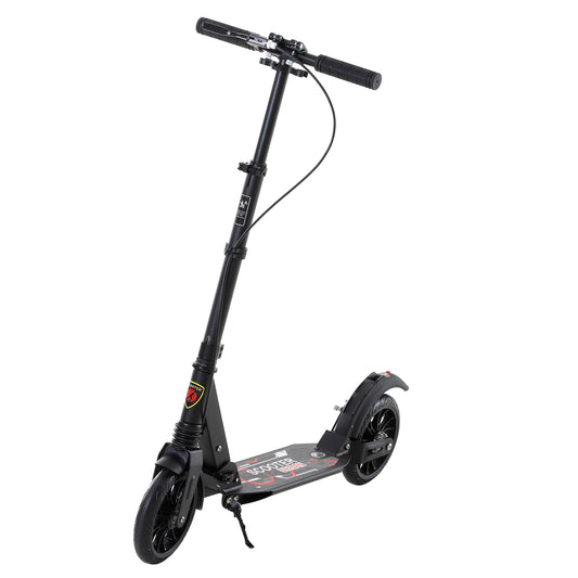 HOMCOM Teen/Adults Aluminium Foldable Kick Scooter w/ Shock Mitigation System Black