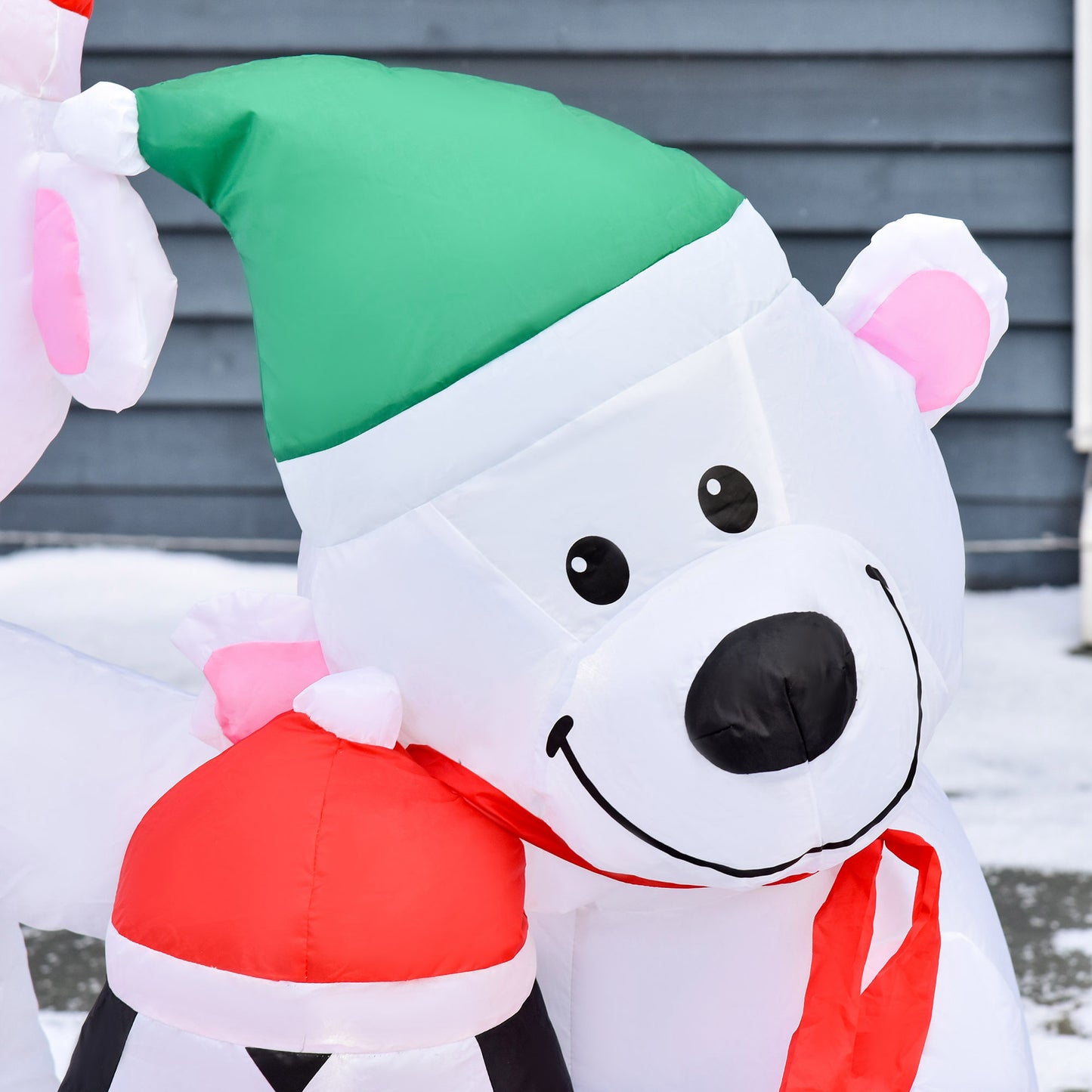 HOMCOM 1.1m Christmas Inflatables with Bears and Penguin Xmas Decoration Outdoor Home