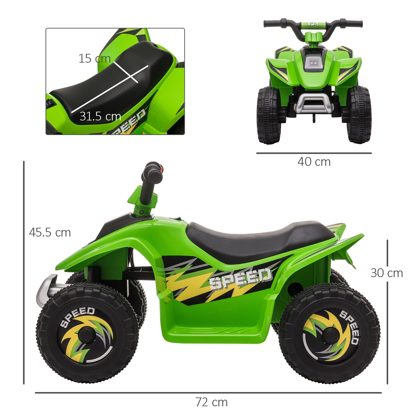 HOMCOM 6V Kids Electric Ride on Car Forward Reverse Functions for 3-5 Years Old Green
