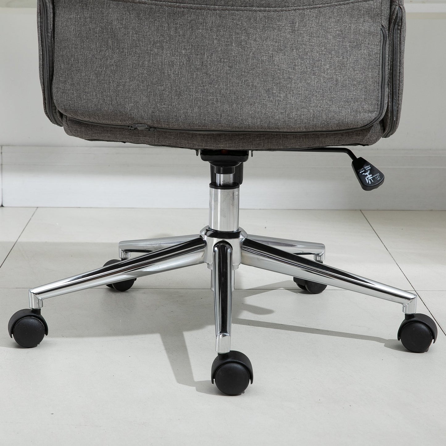 Vinsetto Rocking Office Desk Chair w/ Arm Rest on Wheels Adjustable Height Light Grey