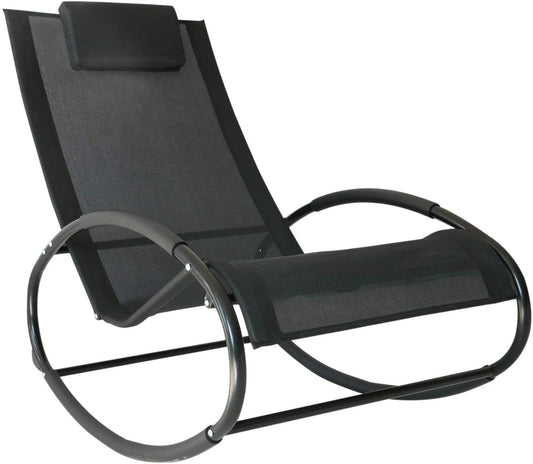 Outsunny Orbital Zero Gravity Rocking Chair, 105Lx62Wx88H cm,Texteline-Black