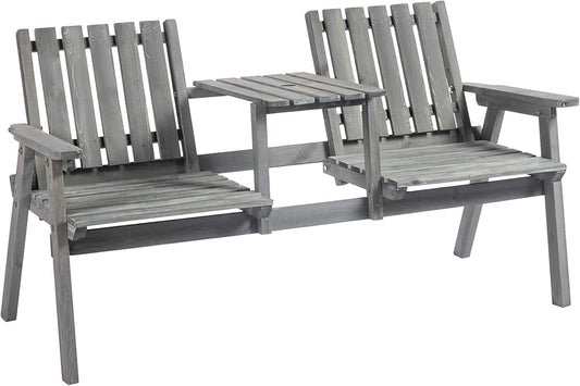 Outsunny 2-Seater Garden Bench Antique Loveseat for Yard, Lawn, Porch, Patio, Steel, Grey