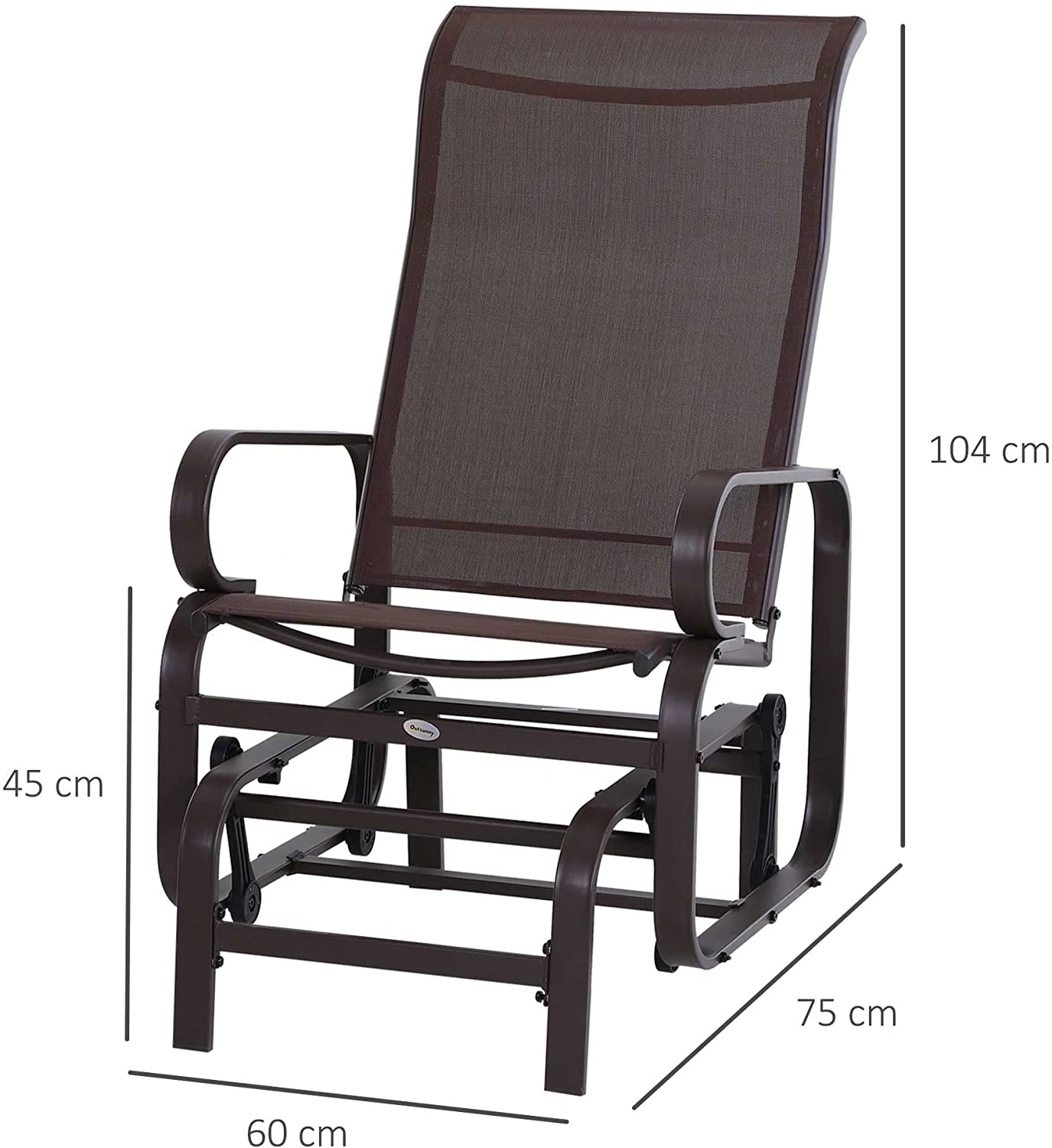 Outsunny Outdoor Gliding Rocking Chair w/ Steel Frame for Patio, Garden