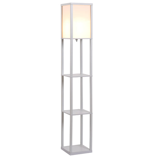 HOMCOM MDF 4-Tier Floor Lamp White