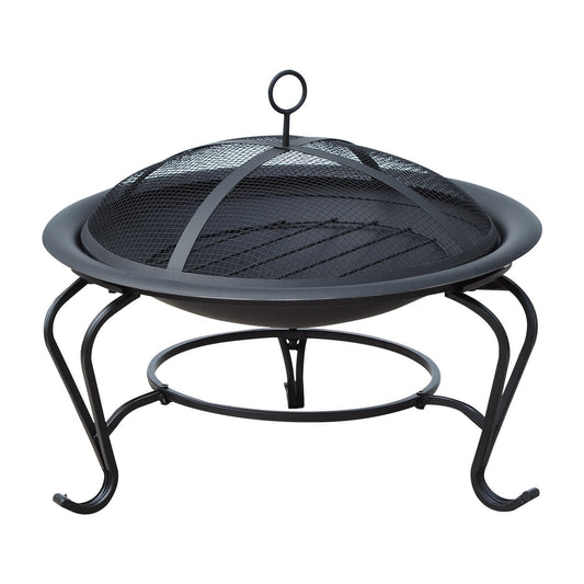 Outsunny Steel Fire Pit, Î¦ 56x45H cm (Lid Included)-Black