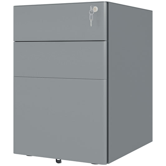 Vinsetto Lockable Cabinet Rolling Filing Cabinet with 3 Drawers Steel Office Drawer Unit for A4 Letter Legal Sized Files