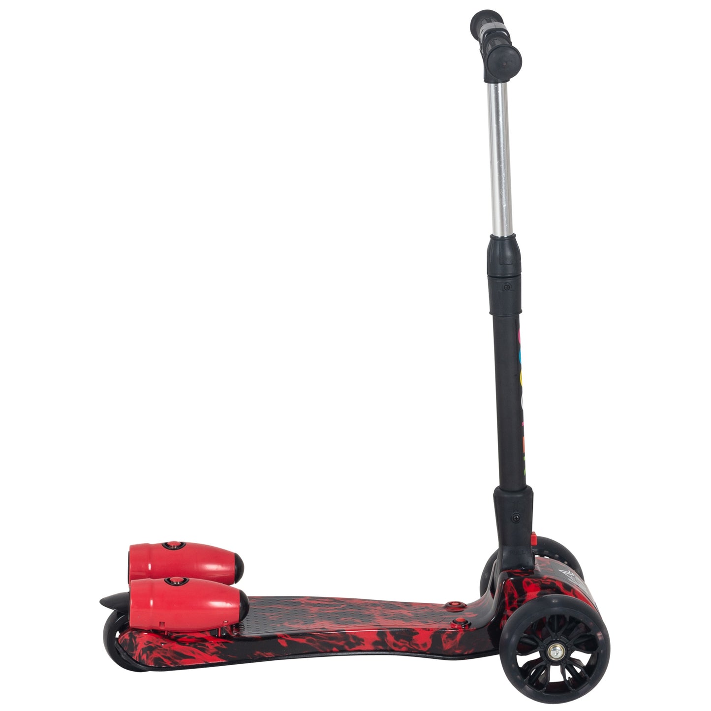 HOMCOM Kids Tri-Wheel Plastic Scooter w/ Engine-Look Water Spray Red