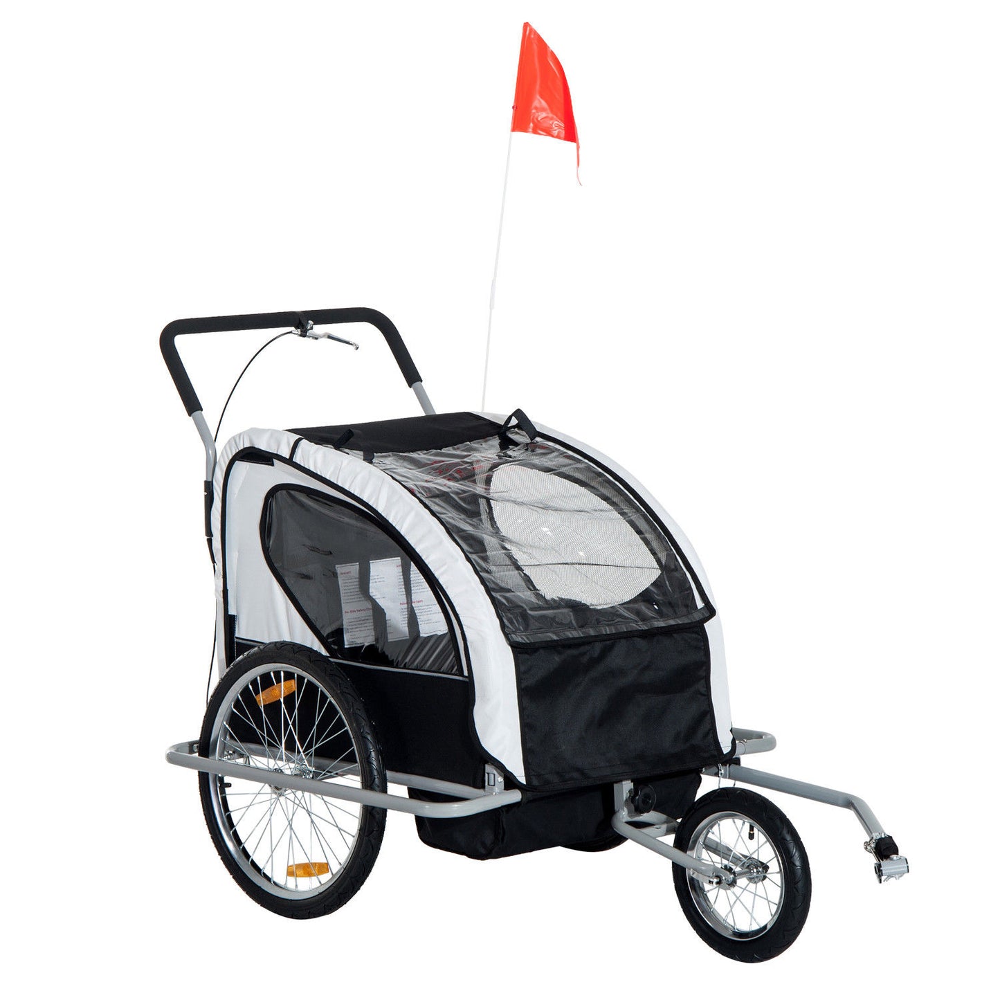 HOMCOM 2 in 1 Trailer for Kids Child Bike Carrier, 2-Seater-Grey