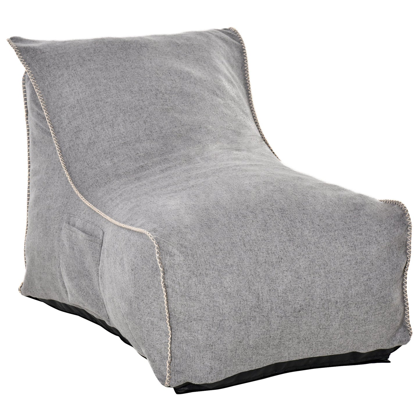 HOMCOM Bean Bag Chair Large Foam Stuffed lounger Washable Cover Side Pocket Dark Grey