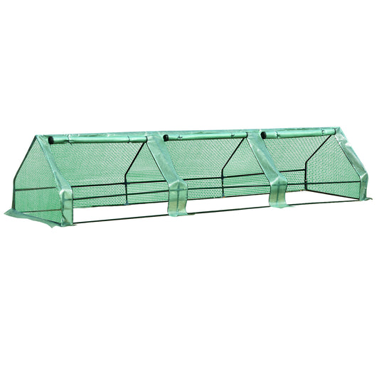 Outsunny 400x100x80cm Metal Frame PE Cover Garden Greenhouse Green