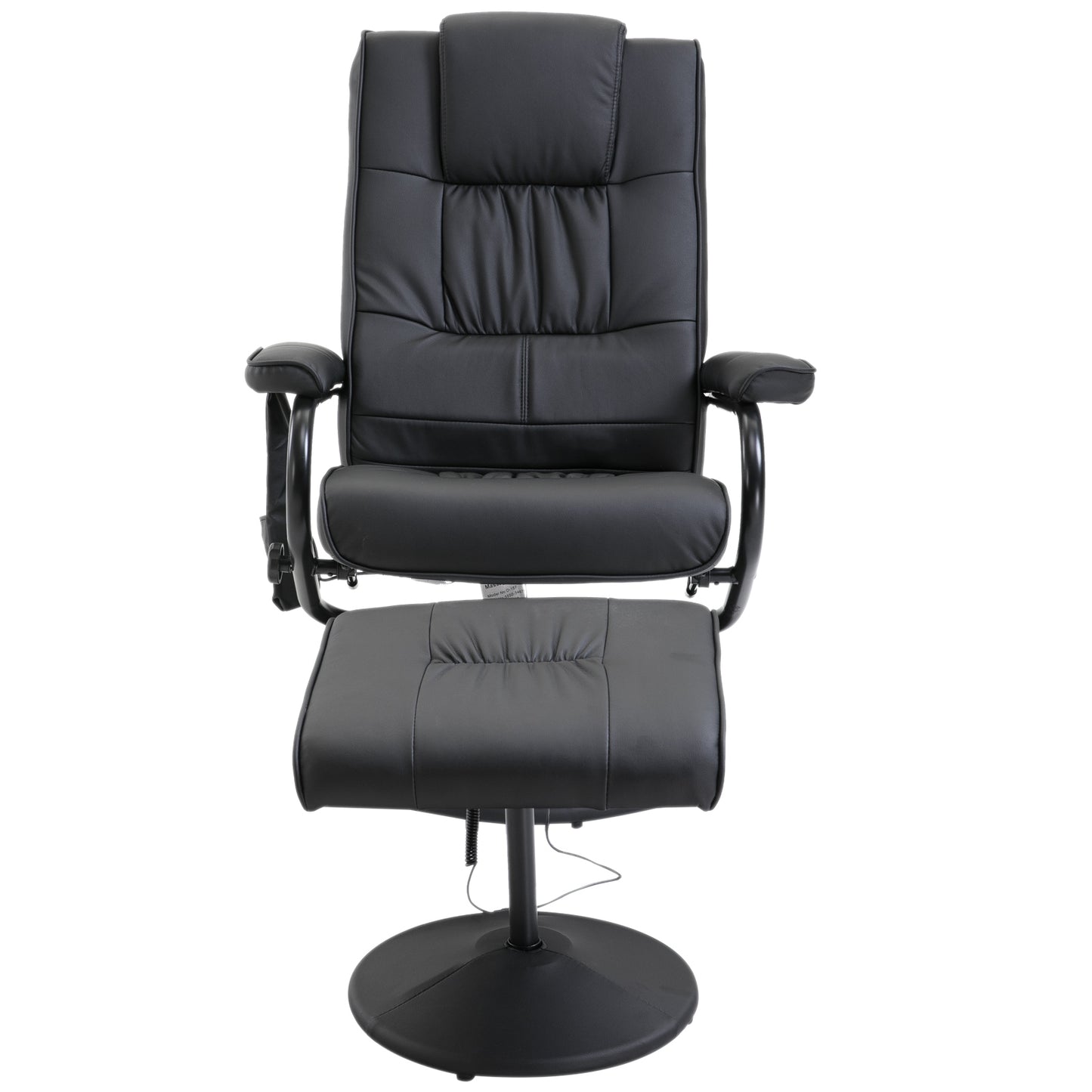 HOMCOM 10 - Point Reclining Massage Chair Faux Leather Armchair Chair W/Footstool - Black