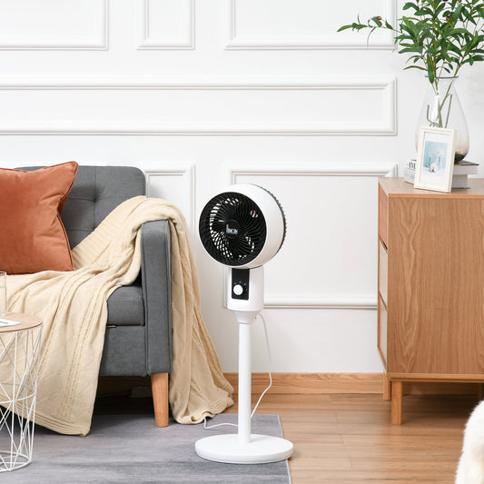 HOMCOM Oscillating Air Circulator Fan with 3 Speed Round Base Carry Handle Home Office