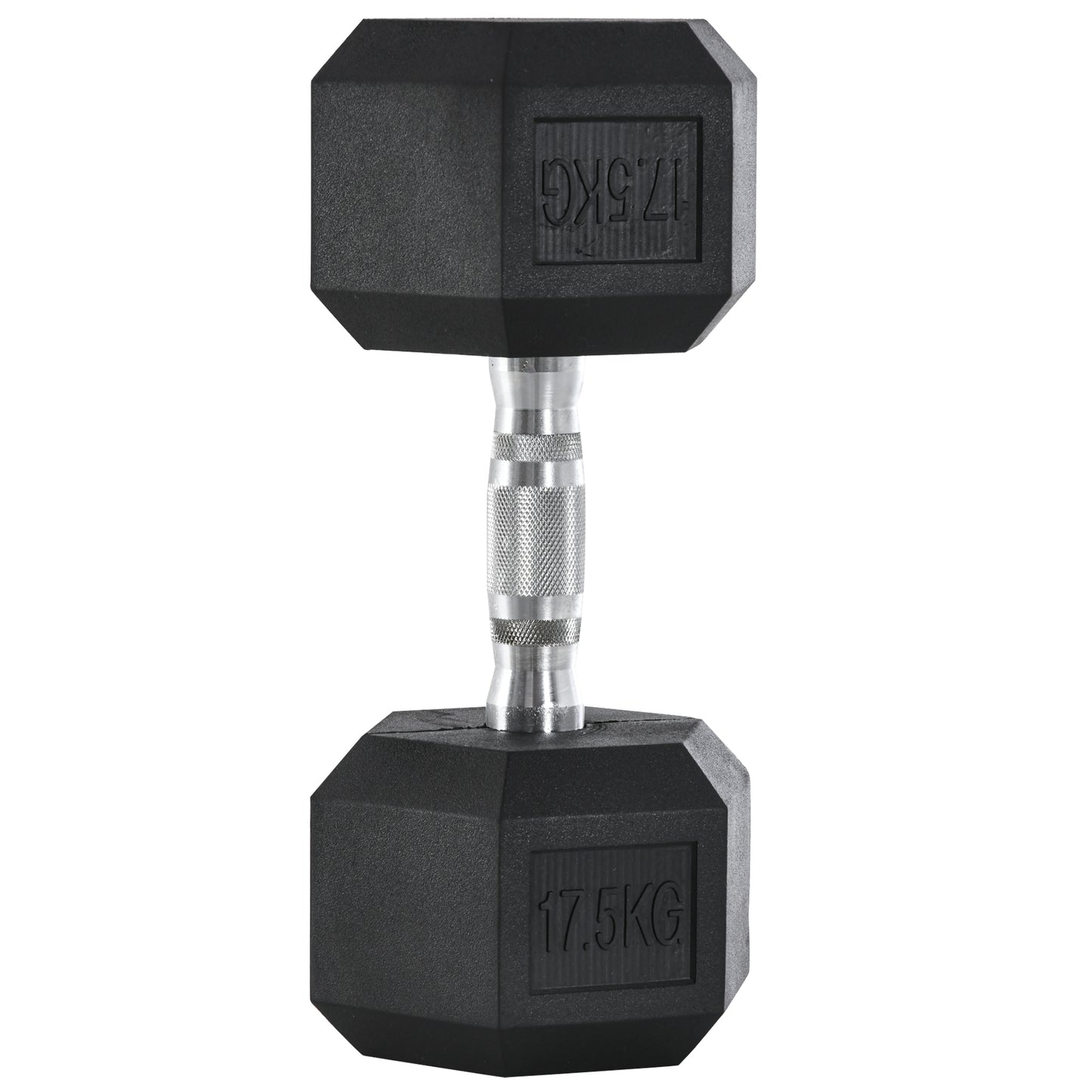 HOMCOM 17.5KG Single Rubber Hex Dumbbell Portable Hand Weights Dumbbell Home Gym