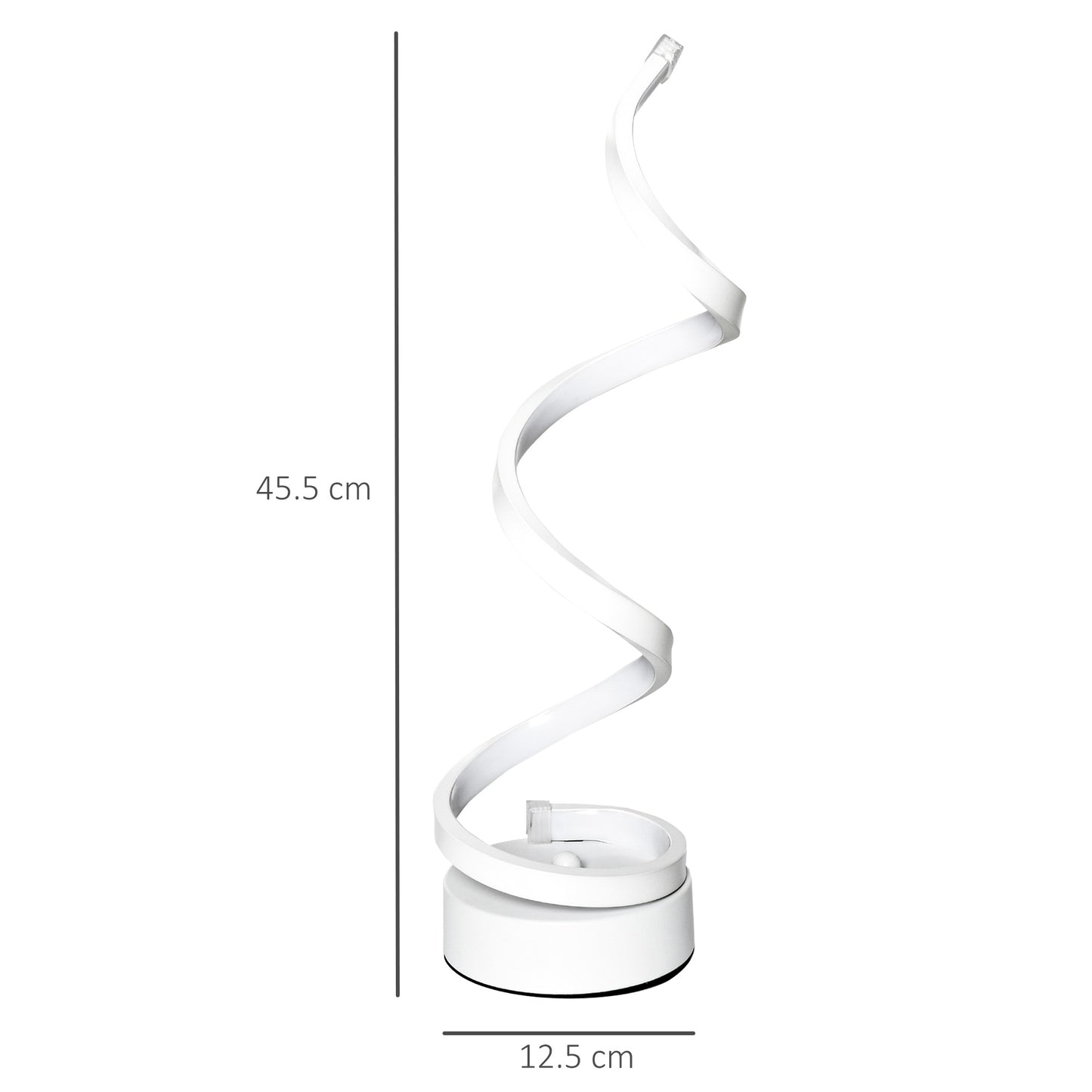 HOMCOM Wave-Shaped LED Table Lamp with Round Base for Home Office White