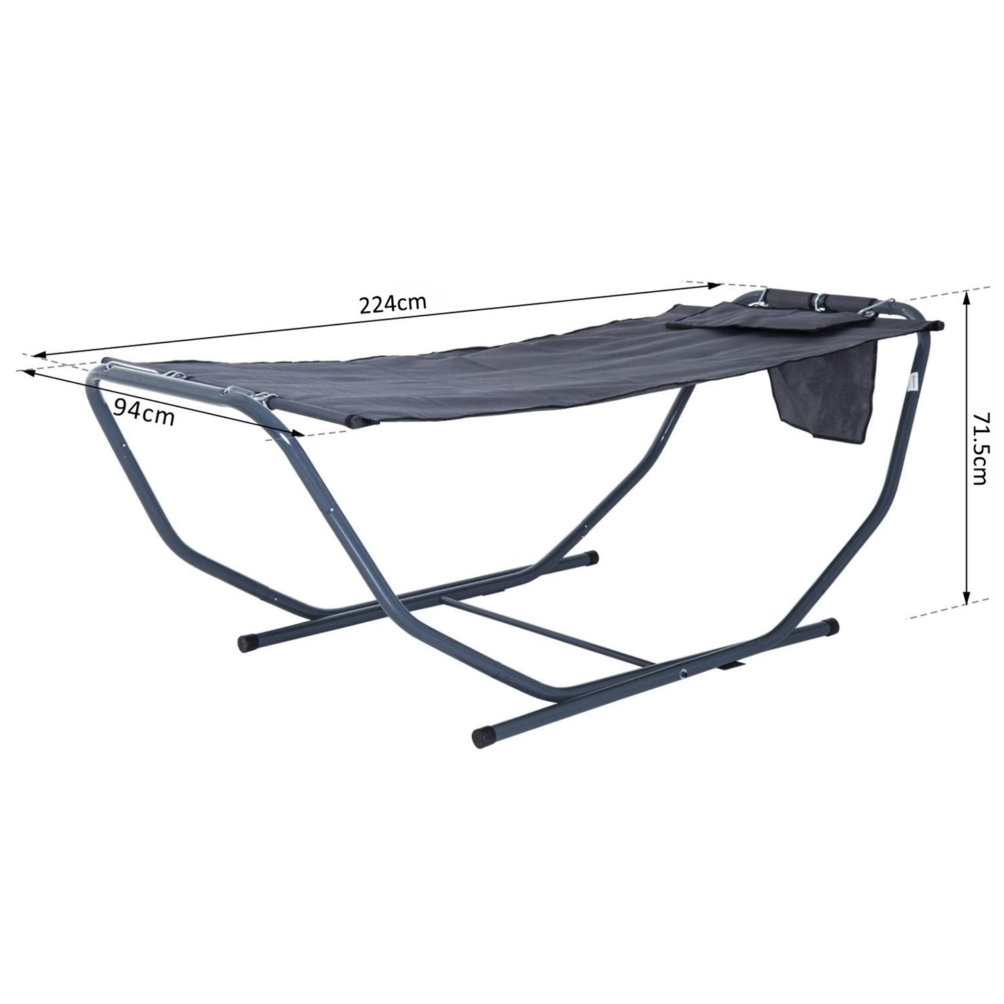 Outsunny Hammock Sun Lounger, 227Lx94Wx69H cm-Grey