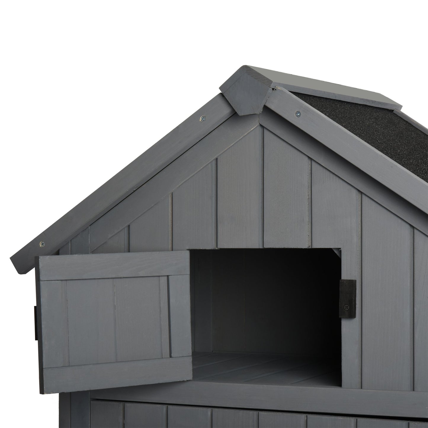 Outsunny 1.8 x 4.2ft Fir Wood Garden Shed with Outside Storage - Grey