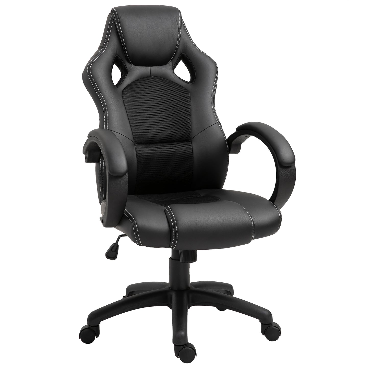 HOMCOM Racing Chair Gaming Sports Swivel Leather Office PC Chair Height Adjustable-Black