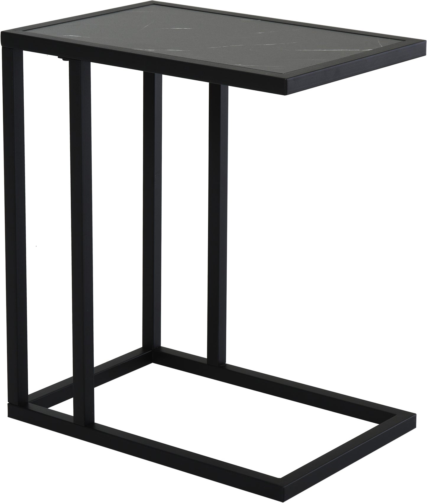 HOMCOM Steel Frame C-Shaped Side Table Black