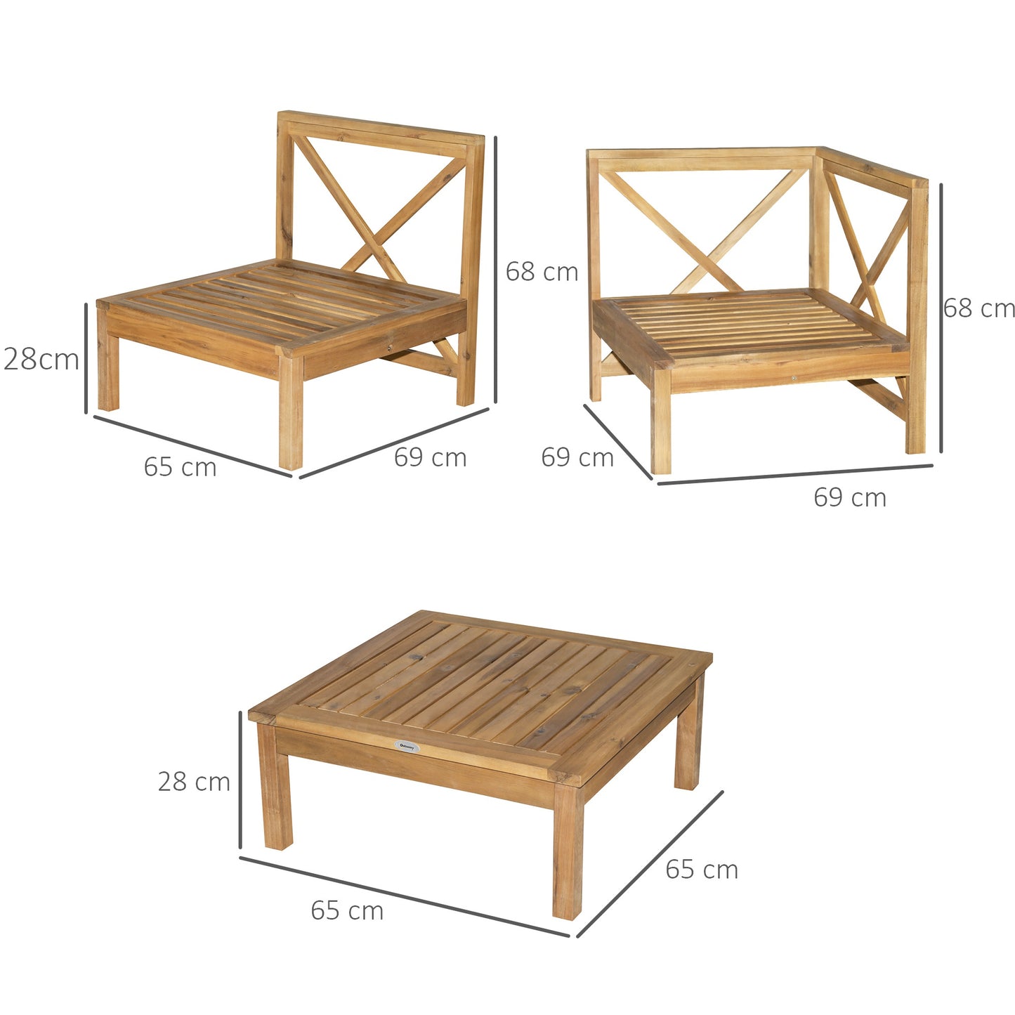 Outsunny 6pcs Furniture Set Coffee Table 5 Seats w/ Cushions for Balcony Cream White