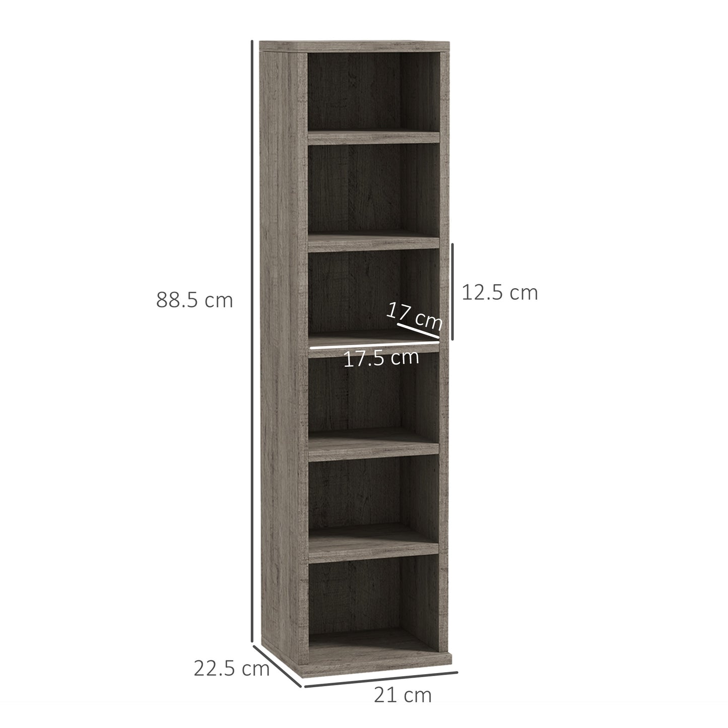 HOMCOM CD Media Display Shelf Unit Tower Rack with Adjustable Shelves, Set of 2