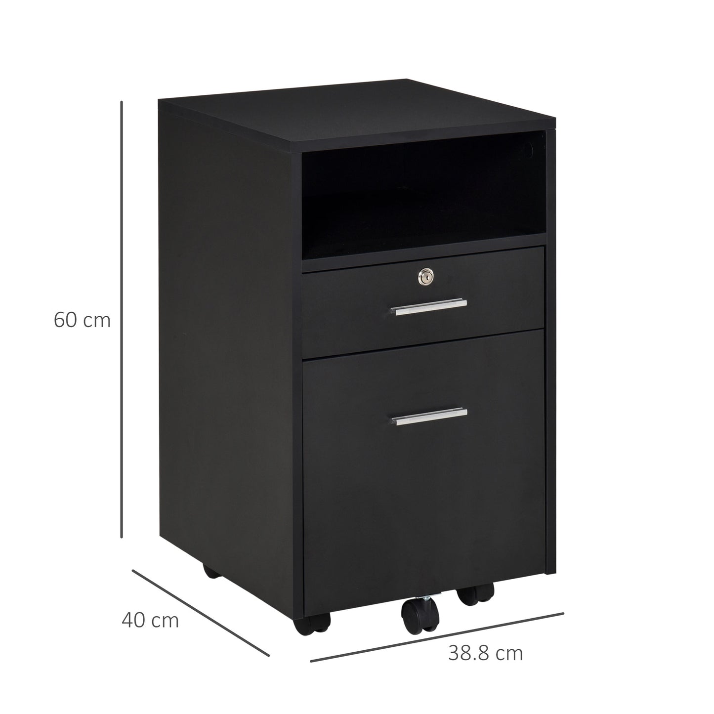 Vinsetto Mobile File Cabinet Home Filing Furniture w/ Lock, Adjustable Partition